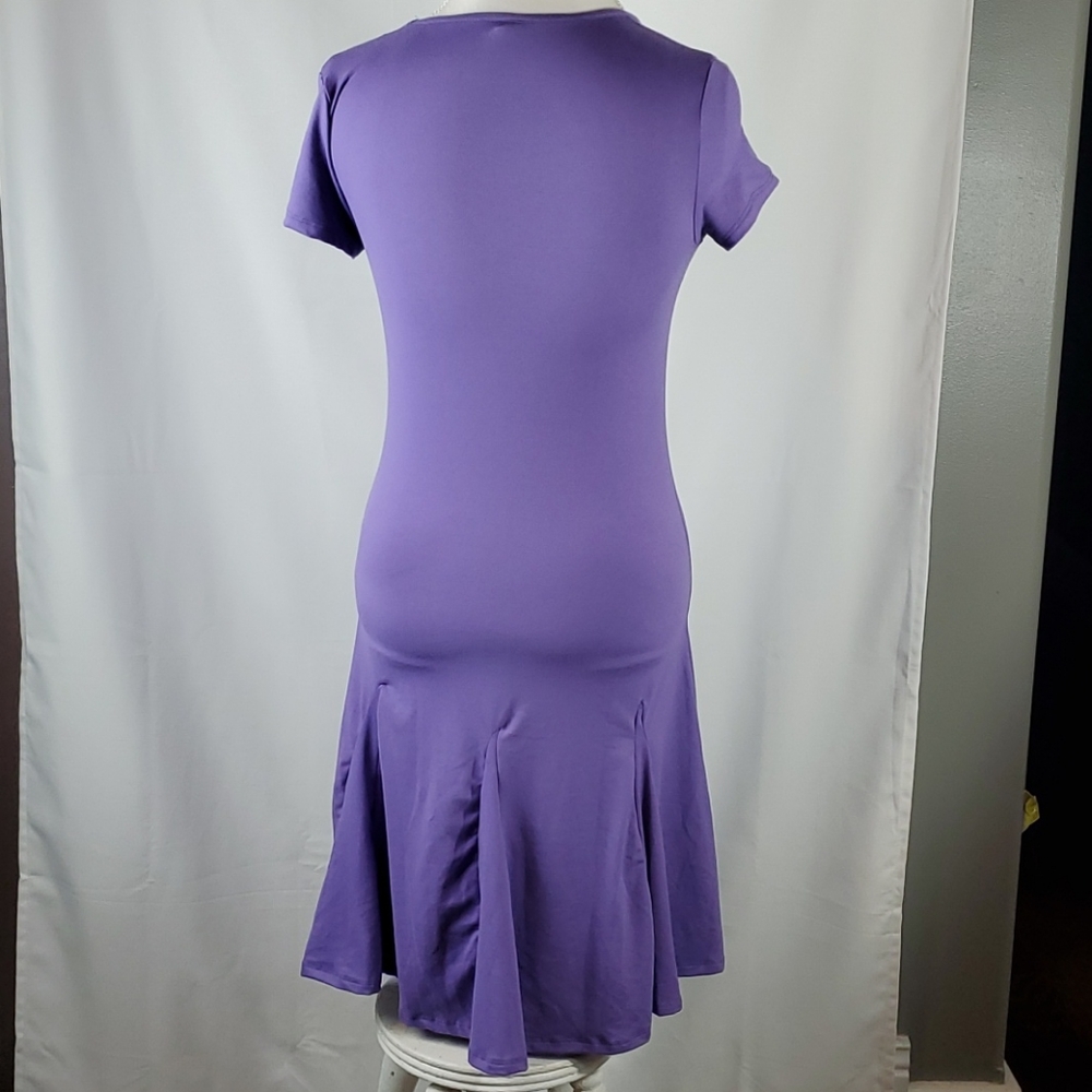 24/7 Comfort Apparel  VIBRANT PURPLE SCOOP NECK KNEE LENGTH DRESS IN SIZE  SMALL - Picture 7 of 11